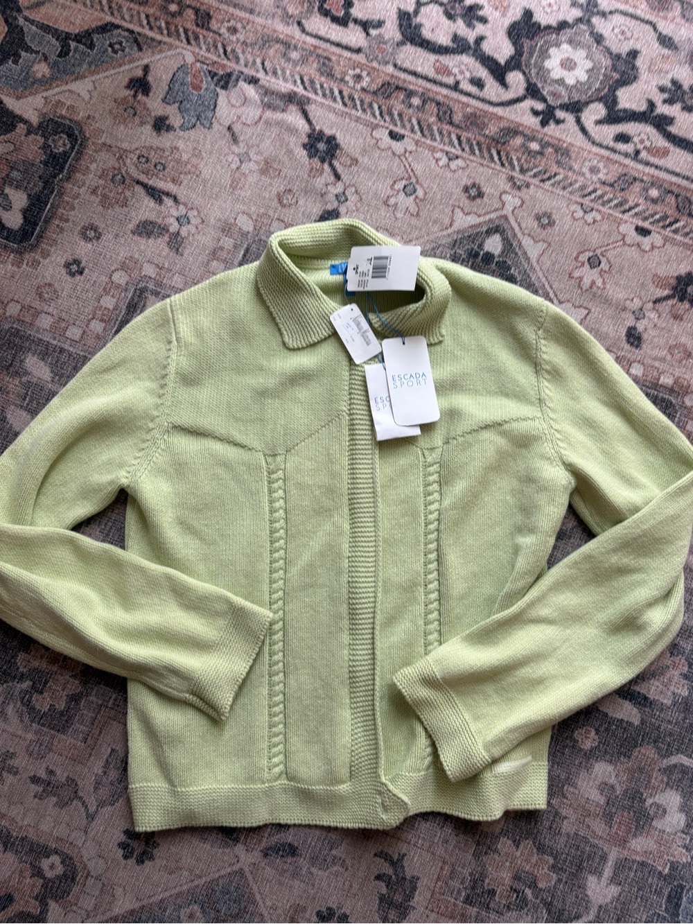 NWT Escada Sport Y2K Pistachio Green Zip Up Cardigan XL